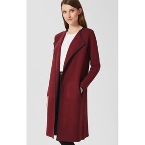 HOBBS LONDON Bethan Women Burgundy Open Front Cardigan Sweater Coat Size L